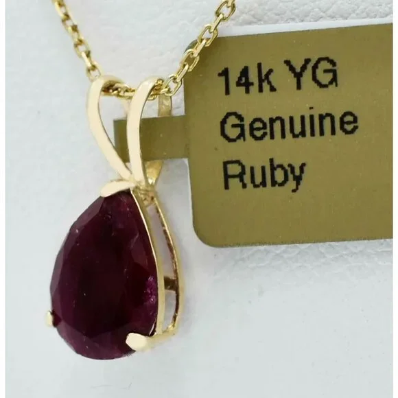 Genuine 2.07 Cts Ruby Pendant 14k Yellow Gold